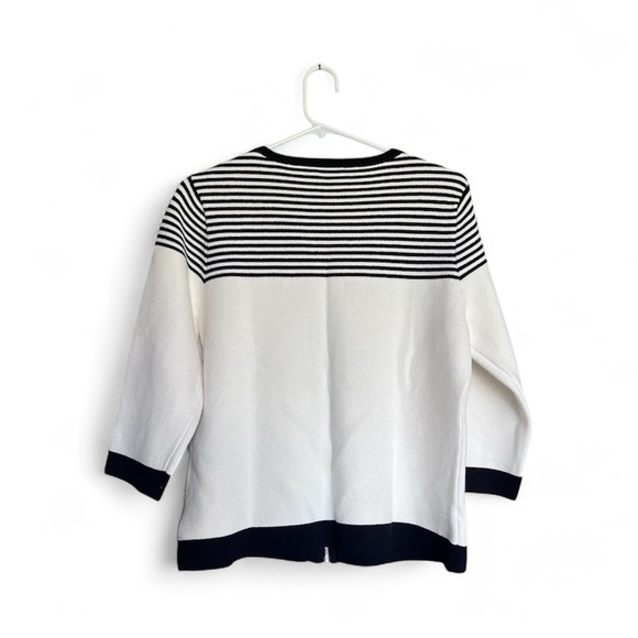 Talbots Black and White Striped Zip-Up Cardigan - Picture 2 of 4